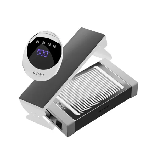 Kit manucure SHEMAX Gris avec collecteur de poussière Style PRO Gris, repose-mains Comfort Gris et LED Nail Lamp